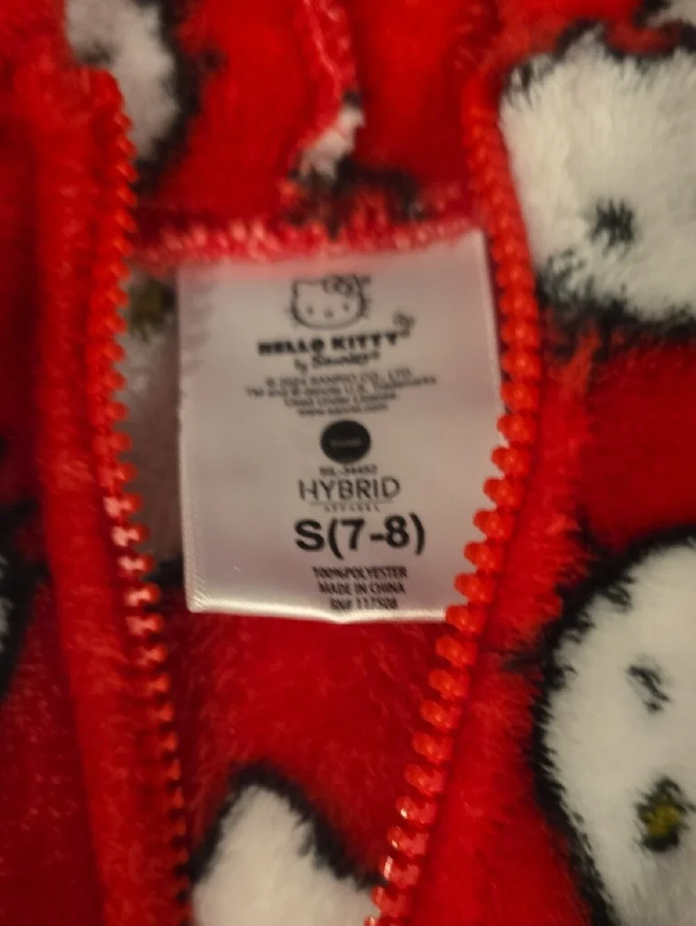 Lot Of 2 Size 7-8 Hello Kitty Pink and Red Fleece One-Piece Jackets